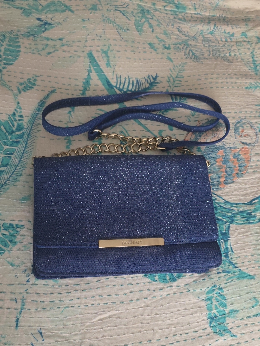 BRAHMIN PURPLE ROYAL BLUE GLITTER SHIMMER PURSE - Picture 9 of 9